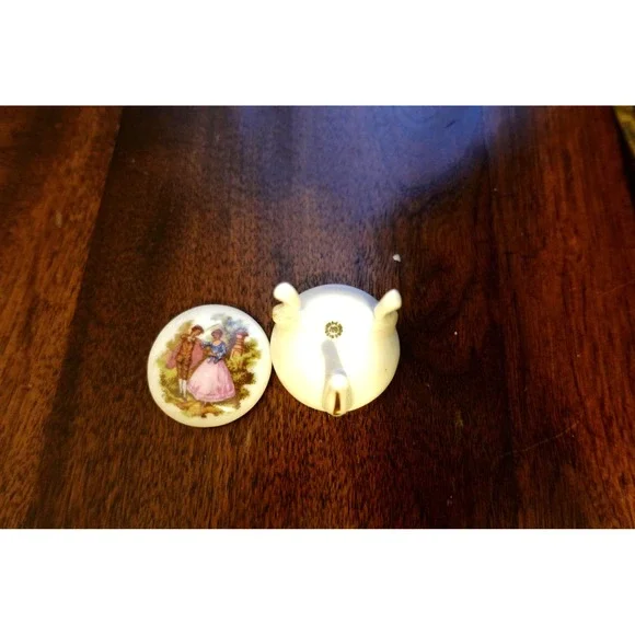 antique Limoges France trinket‎ box courting couple 2pc mini collectible