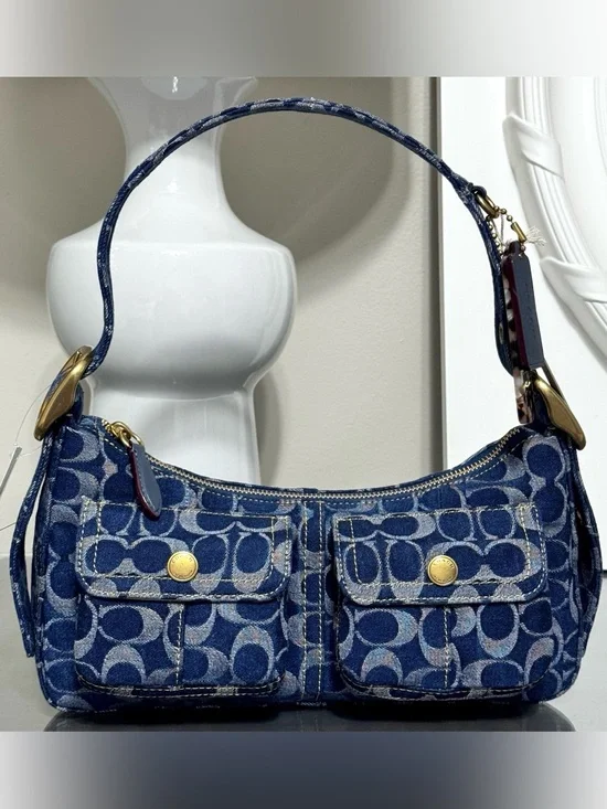 COACH Denim Cargo Shoulder Bag In Signature Denim