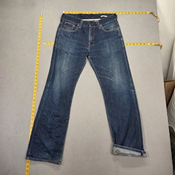 Levis Jeans Mens Blue Straight Selvedge Denim Faded Wash Redline Fits 31x30