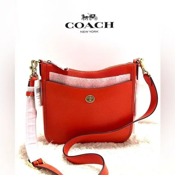🔥🎁NWT! Coach C8483 Chaise Crossbody Polished pebble leather Msrp:$295.00