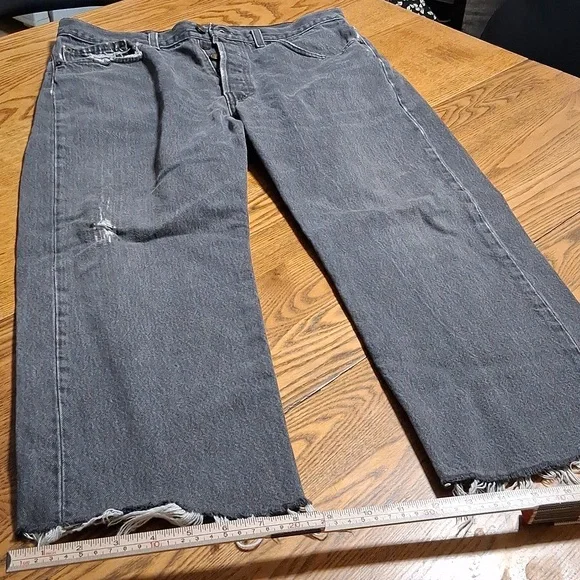 LEVI'S STRAUSS 501 Jeans Mens 34 x 30 BLACK STRAIGHT WIDE LEGS ? Used USA