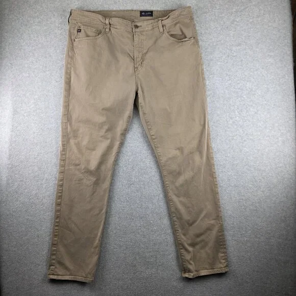 AG Adriano Goldschmied Everett Jeans Mens 40x32 Beige Slim Straight Light Wash