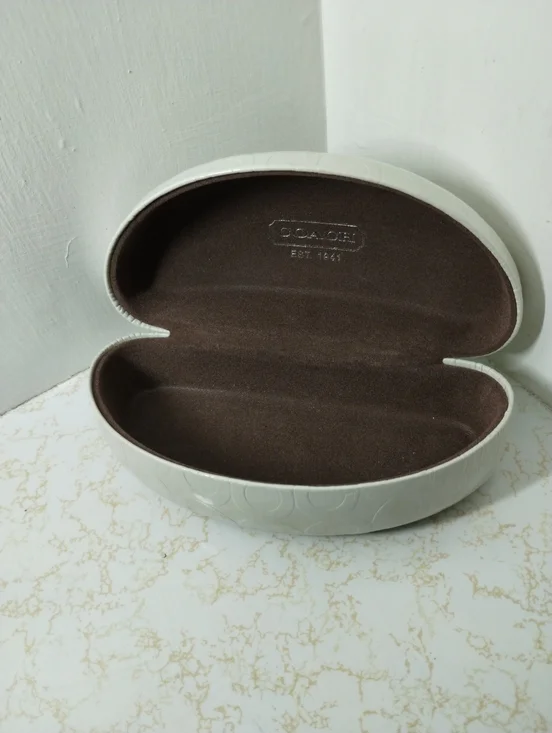 Coach White Embossed Signature Sunglass Case