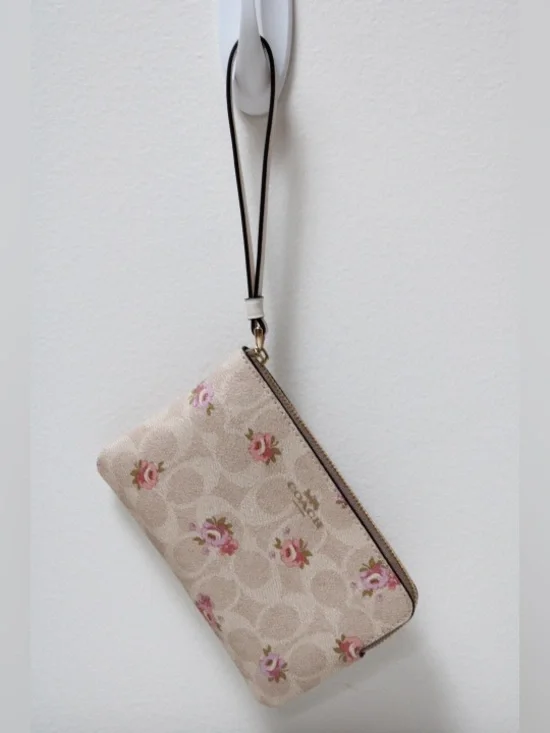 Coach signature logo corner Zip wristlet