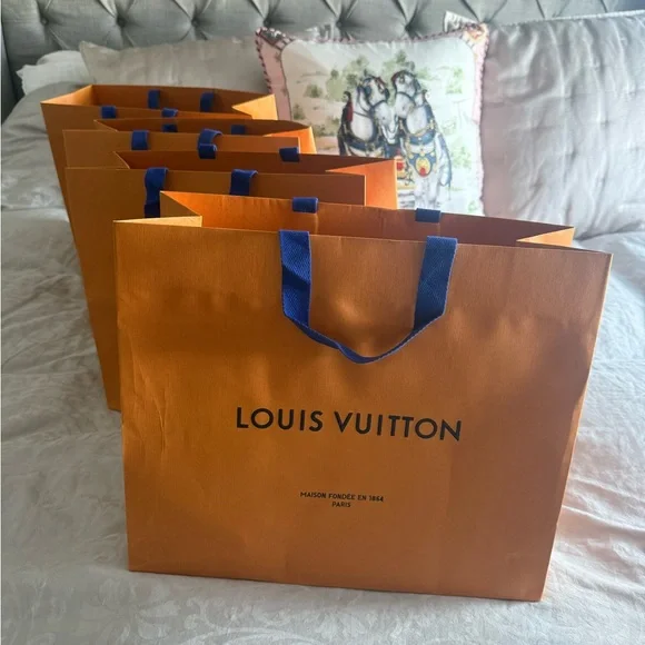 LOUIS VUITTON Authentic 4 Gift Bags 15.75” X 13.25” X 6.25 Inches.