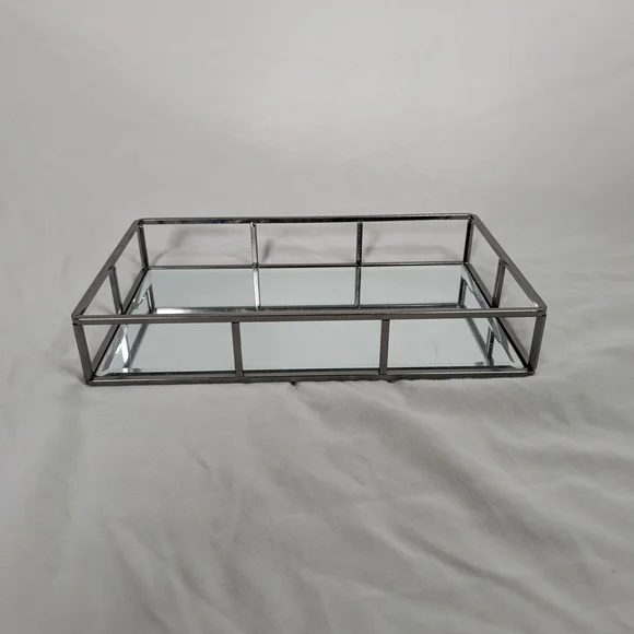 Elegant Silver Mirror Tray