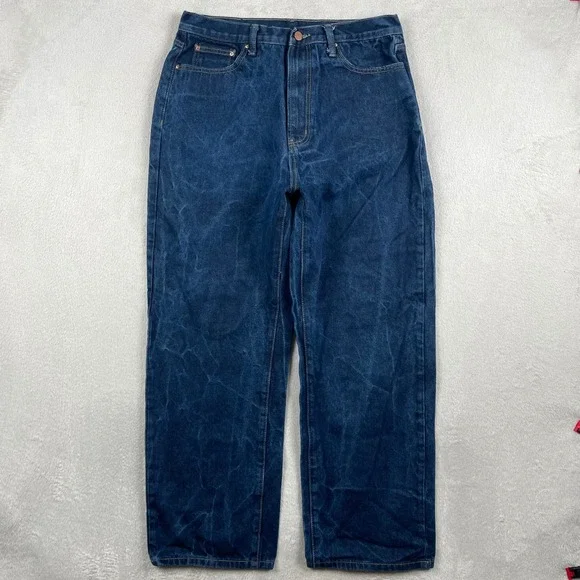 MNML Baggy Jeans Mens 32x29 Dark Wash Blue Marbling Y2K Retro Skater