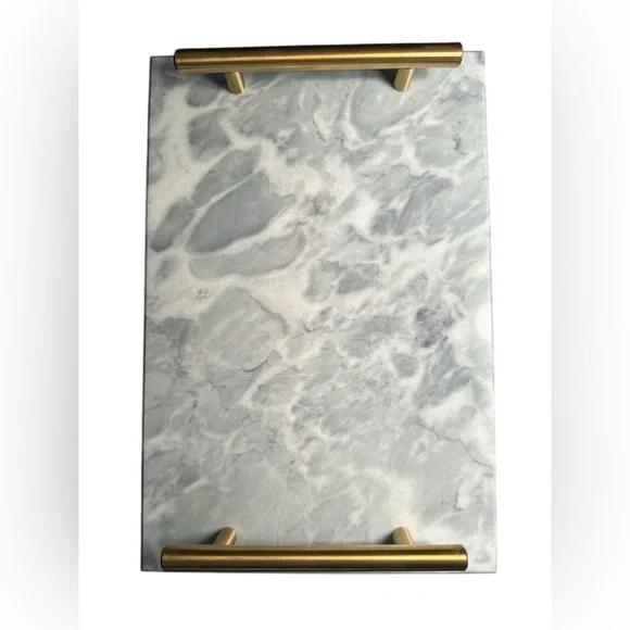 Elegant Faux Marble Bath Tray with Gold Handles NWOT