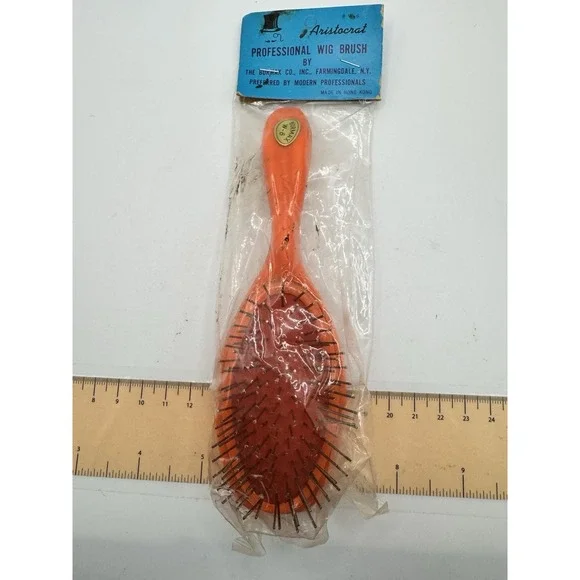 Vintage Aristocrat Professional Wig‎ Brush - Orange Made In Hong Kong NOS