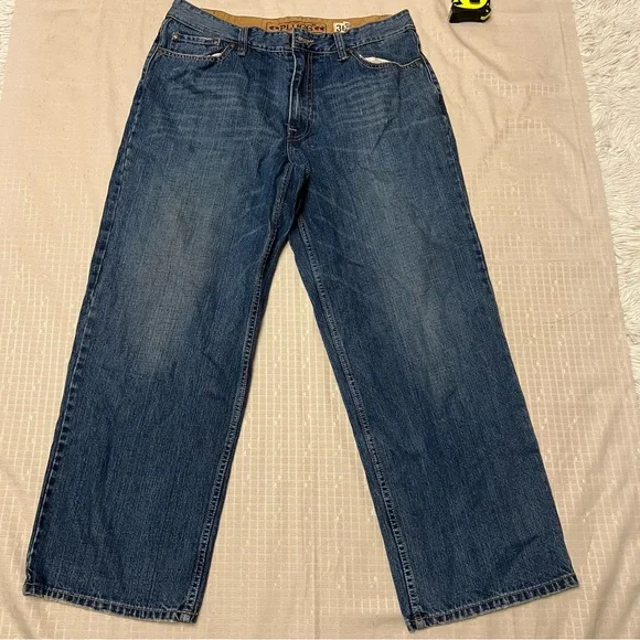 Plugg Jeans Mens 36x30 Straight Blue Denim Medium Wash Great Cond With/pockets