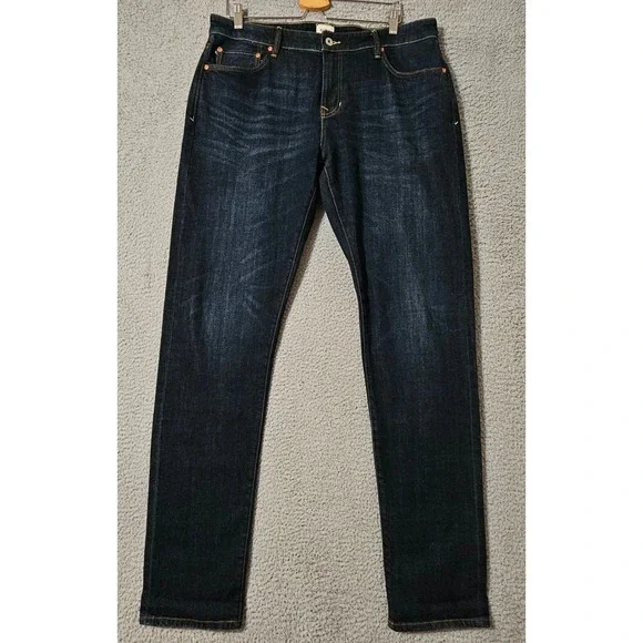 Flint & Tinder Selvedge Denim Dark Blue Jeans Slim Fit Men's Size 34 x 36‎