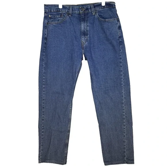 Levis 505 Jeans Mens 36x30 Blue Straight Leg Medium Wash Stretch Denim Zip Fly