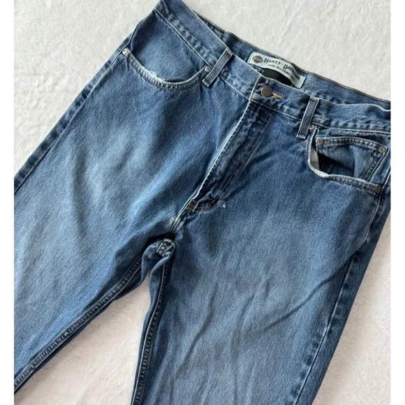 Harley-Davidson Straight Leg Med Wash Biker Jeans Size 36Wx34L ( Fits 33x 33).‎