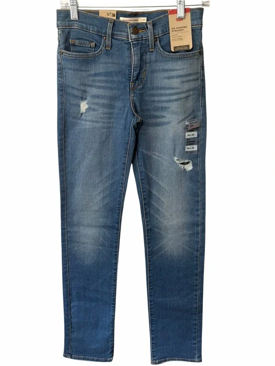 Levi's Women’s Skinny Jeans in Faded Blue with Distressed Detail