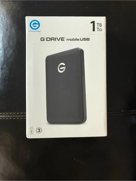 google G-DRIVE Mobile USB 1TB External Drive - Black & White Packaging
