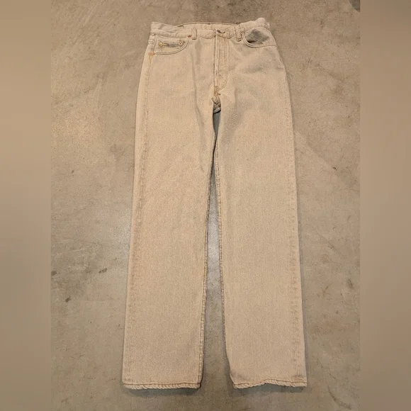 VTG 90s Levis Khaki 501 Jeans USA Made Mens 36x34 (34x33.5) Faded