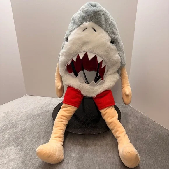 HTF Universal Studios Japan Jaws Shark Plush Hat w/ Legs Red Trunks  Arms move