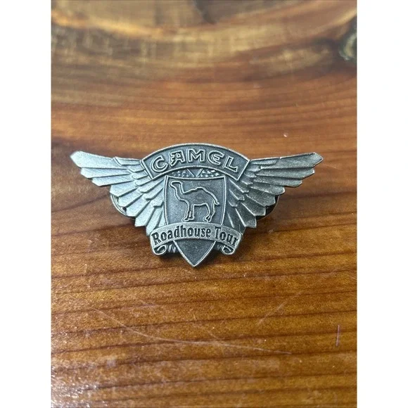 VTG 1998 Camel Cigarette Roadhouse Tour Hat Cap Lapel Pin Rally Wings Motorcycle
