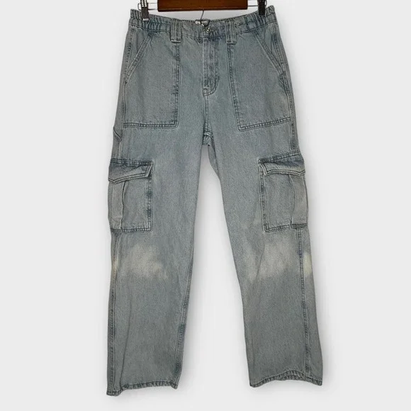 BDG Urban Outfitters Skate Cargo Jeans‎ Light Wash Elastic Waist 29x29 Skater