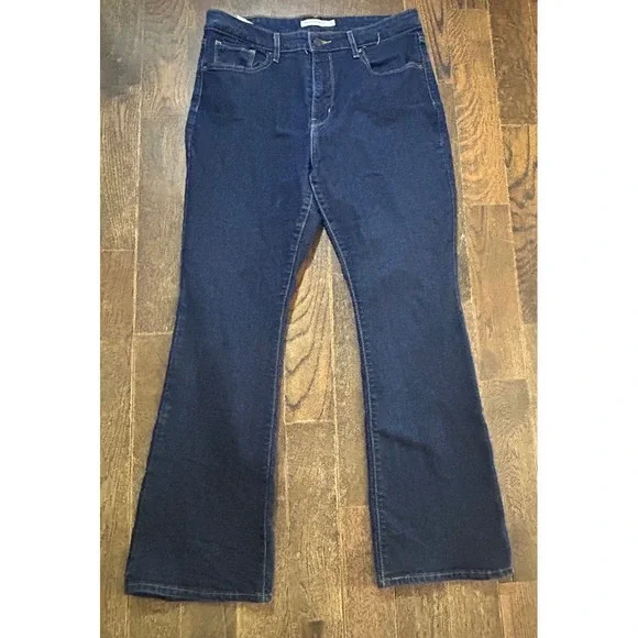 Levis 725 High Rise Bootcut Womens Jeans Size 32 x30 Dark Wash Stretch Classic