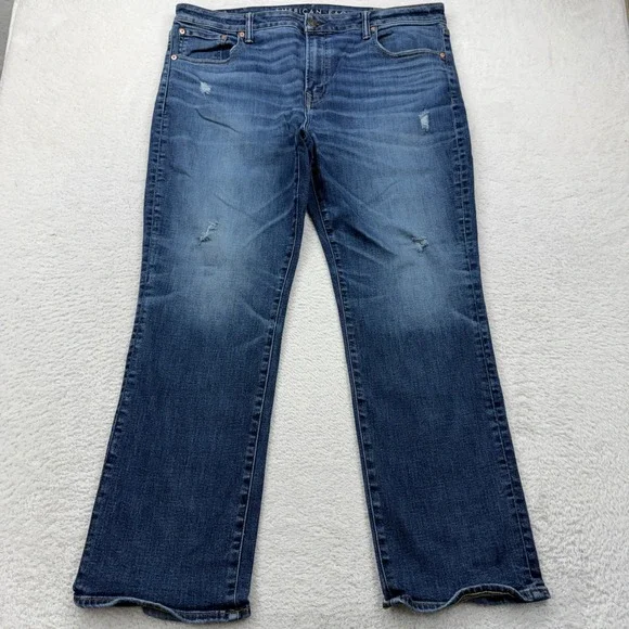American Eagle Mens 40x32 Original Bootcut Airflex+ Temp Tech Distressed Jeans