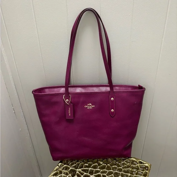 Coach Magenta Leather Tote