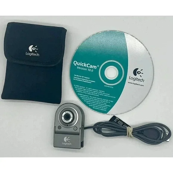 Logitech USB Webcam V-UBG35 Right Light 2 Right Sound, Case &‎ Software Tested