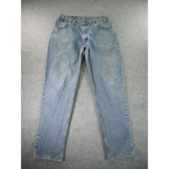 Vintage‎ Levis 545 Jeans Mens 38x34 (36x32.5) Blue Denim Loose Stained Brown Tab
