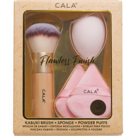 CALA 3 Piece Kabuki Brush Sponge And Powder Puffs Set