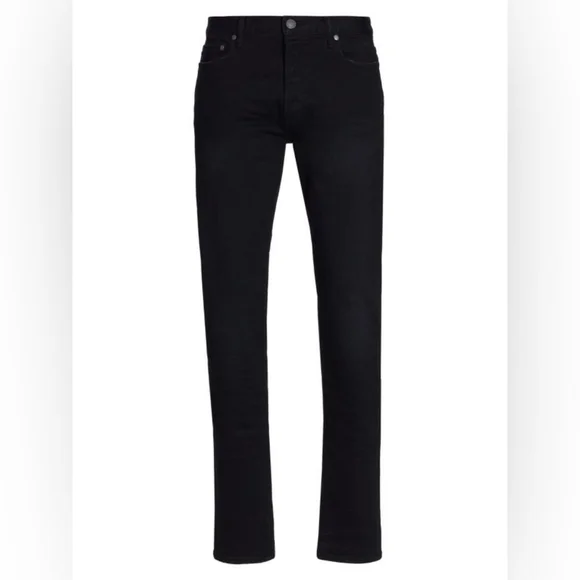 New John Elliott Jeans Men 28Wx33inseam Slim Fit Black 3-D selvedge Denim Japan