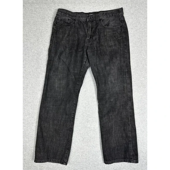 Express Jean Mens 33x30 (27) Black Blake Loose Fit Boot Cut Charcoal Denim Pants