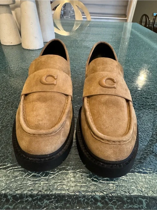 Coach Women’s Suede Penny Loafers in Tan - Classic Slip-On Style 10