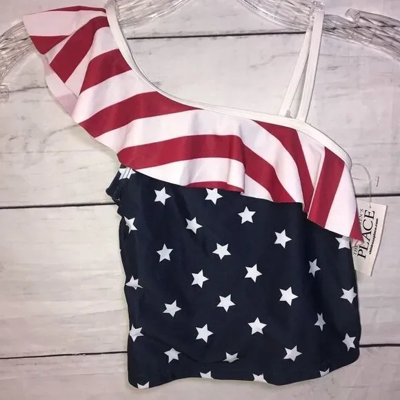 Children’s Place Tidal Ruffle Tankini Top S (5-6)