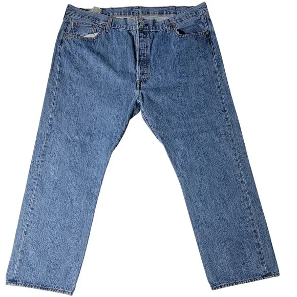 Levis 501 Original Fit Mens Jeans 44x30 Medium Wash Blue Straight Leg Denim