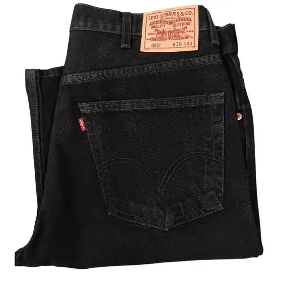 Levis 550 Jeans Mens 38X34 Black Vintage Relaxed Fit Straight Leg Western Casual