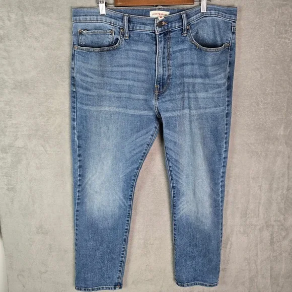 Lucky Brand 121 Slim Straight Mens Jeans 38x30 Blue Medium Wash Stretch Denim