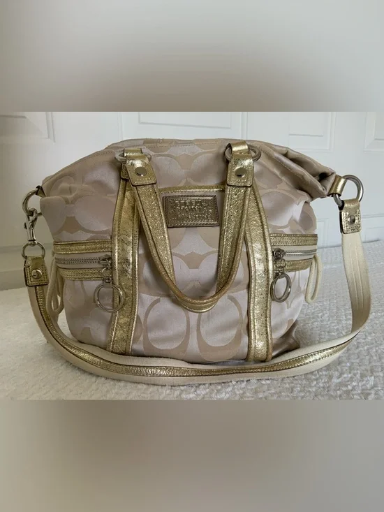 Coach gold poppy sateen shoulder bag