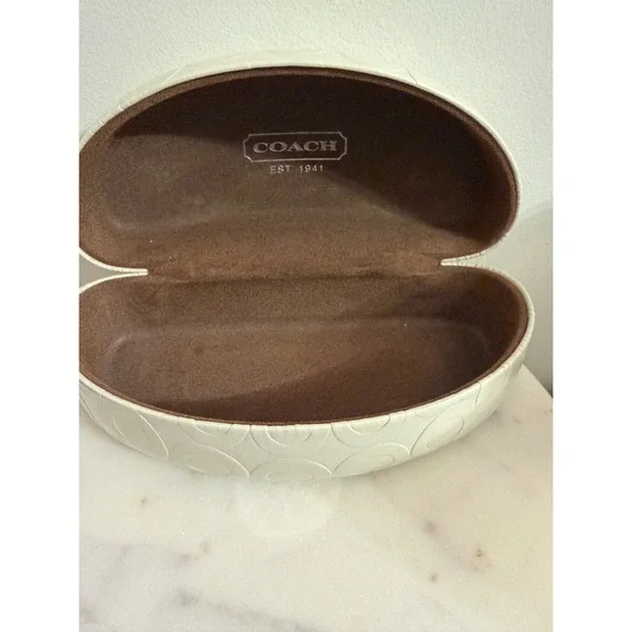 Coach‎ White Embossed Signature Hard Shell Glasses Case