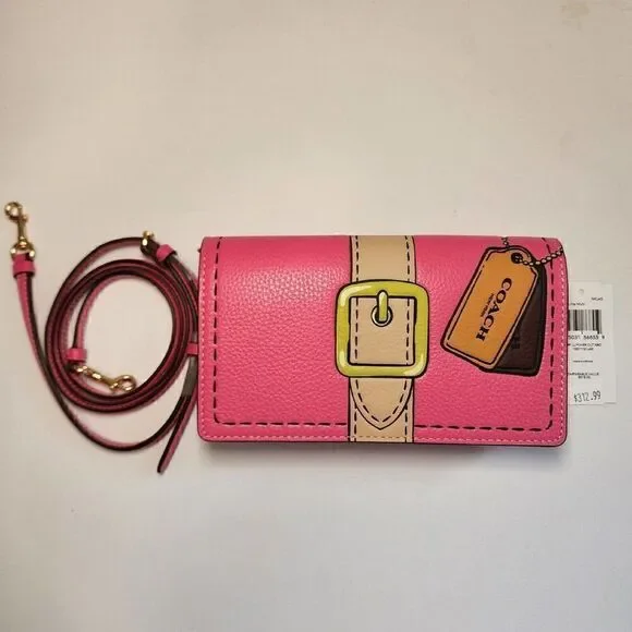 NWT Coach CH181 Anna Foldover Clutch Crossbody With Trompe L'oeil Print