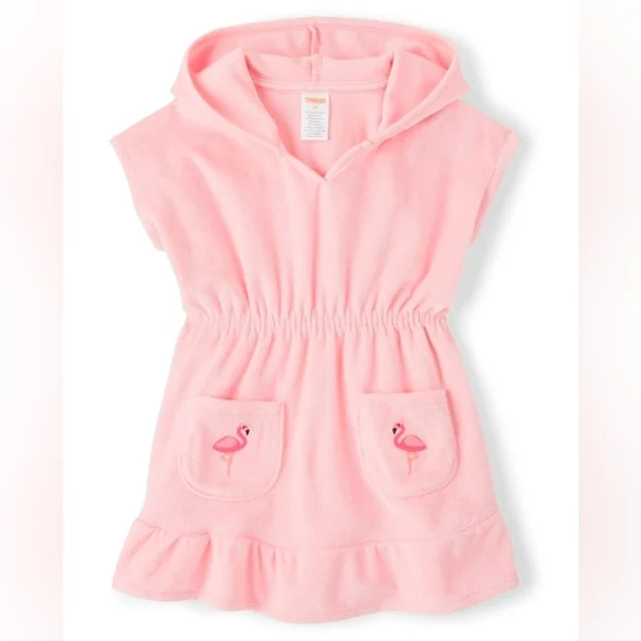 Gymboree Girls Short Sleeve Flamingo Babydoll Cover-Up - Splish-Splash - Pink