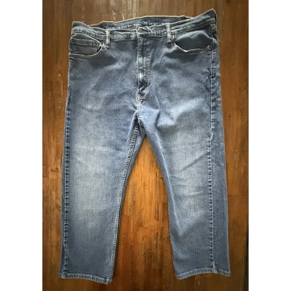 Levis 505 Jeans Mens 42x25 Blue Regular Fit Straight Leg Denim Hemmed
