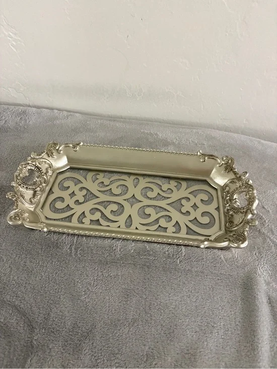 Ornate Silver Decorative Vanity Tray
