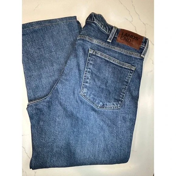Lands' End Square Rigge Mens Straight Fit‎ Jeans Blue Medium Wash Size 36x26