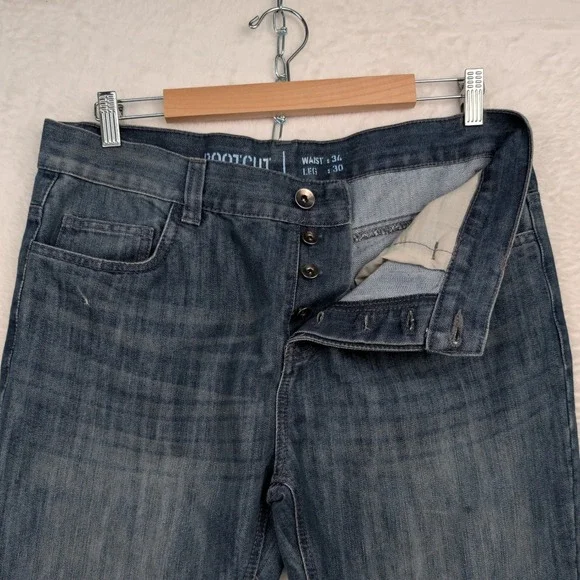 Denim Co Jeans Men's 34x30 Blue Bootcut Dark Wash Faded Stretch Rugged Americana