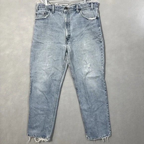 Vtg Levi's USA Light Wash Thrashed Blue Jeans Mens Size 38x30 ( Fits 36x30)