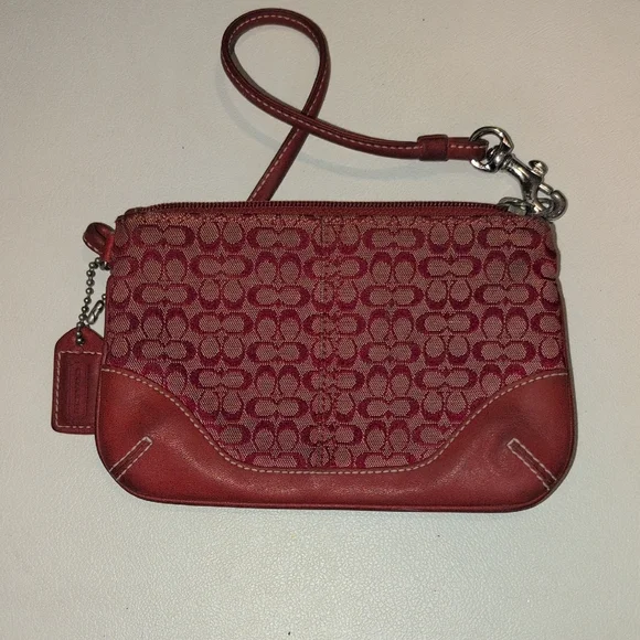 Coach Signature C Red Wristlet - Vintage