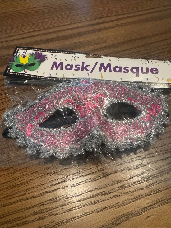 Party Eye Mask - Pink and Silver Masquerade Mask