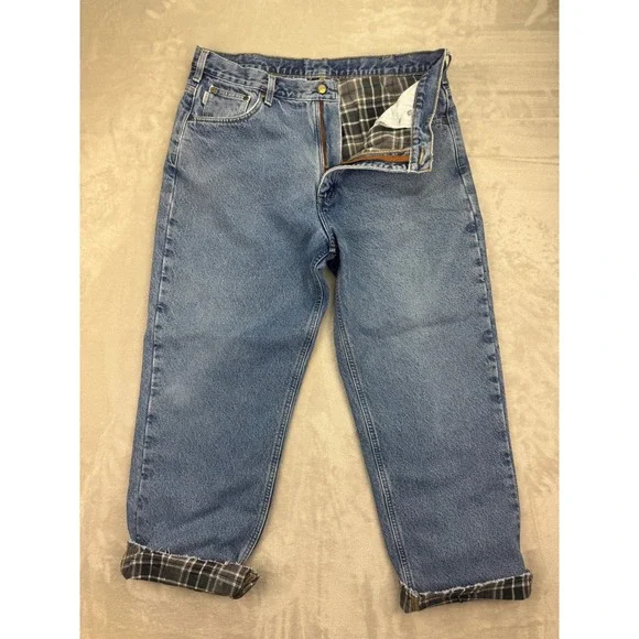 Carhartt Flannel Lined Jeans B172 DST Mens 38x32 (Fit 36x29) Relaxed Fit‎ Y2K