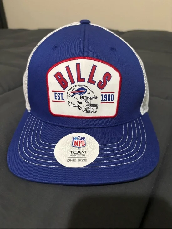 NFL Buffalo Bills Royal Blue and White Mesh Patch Hat