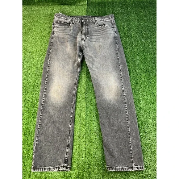 Levis 505 Regular Fit Straight Leg Jeans Mens 36x30 Faded Black Gray Denim